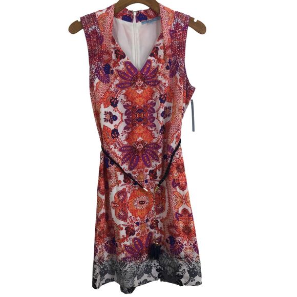 ANTONIO MELANI Dresses & Skirts - Antonio Melani Elaine Floral Paisley Belted Shift Dress Cayenne/Orchid Sz 10 NWT